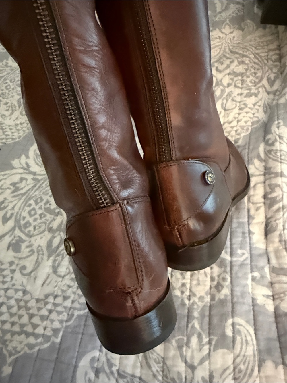Frye Melissa wide calf size 9 Tall Leather Riding Boots in chestnut brown - Picture 7 of 8